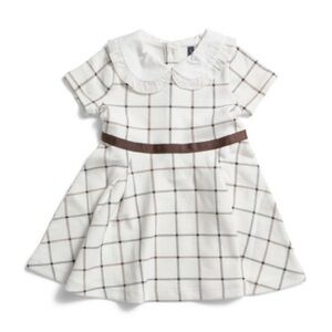 Janie and Jack White and Brown Checkered Dress